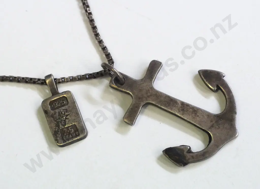 anchor pendant stamped stgsil & small ingot stamped 925 [needs good clean] Image 1++