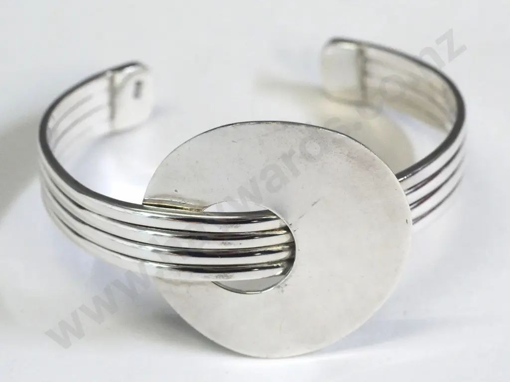 silver cuff style bangle stamped 925 Image 1++
