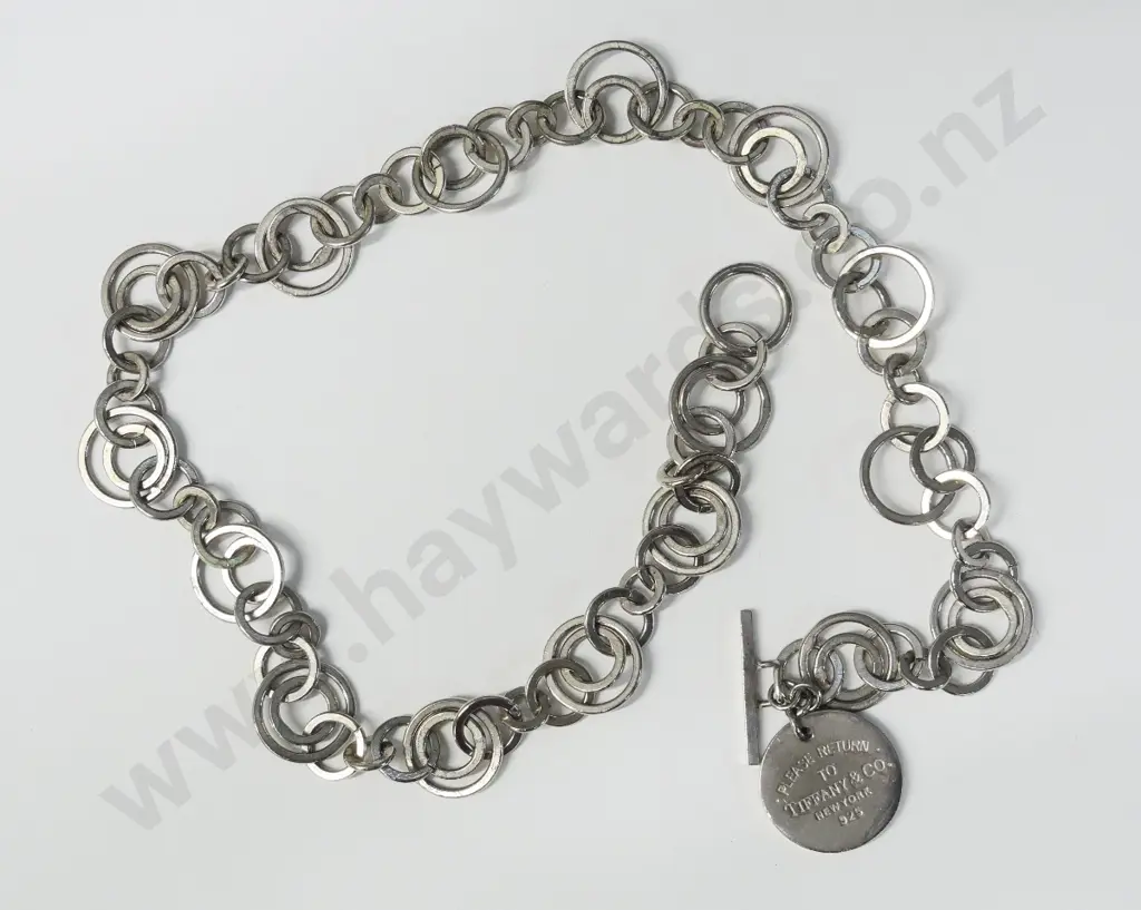 silver Tiffany & Co fob style necklace stamped please return to Tiffany & Co New York 925 Image 1++