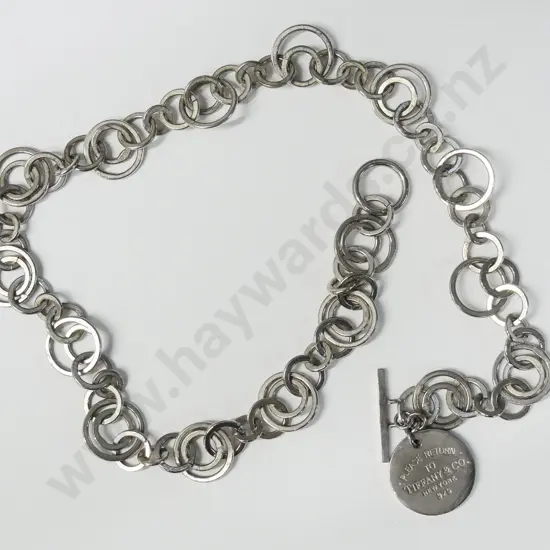 silver Tiffany & Co fob style necklace stamped please return to Tiffany & Co New York 925