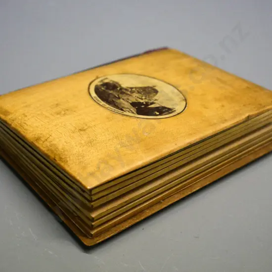 small photo album with wooden covers, Summit of Snowdon on front, dated 1888 - contains single and group portraits H120