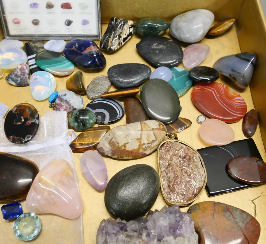collection of gemstones - some are polished, several cut small stones, and a small Gemstones of the World sample set Image 1++