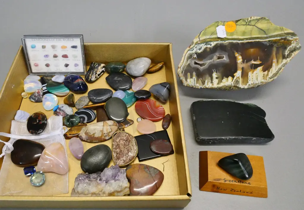 collection of gemstones - some are polished, several cut small stones, and a small Gemstones of the World sample set Image 1++