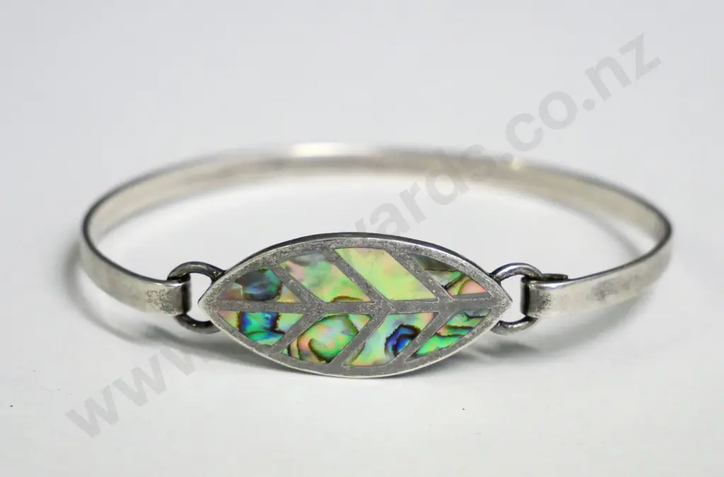 silver & paua shell bracelet stamped silver 925 Image 1++