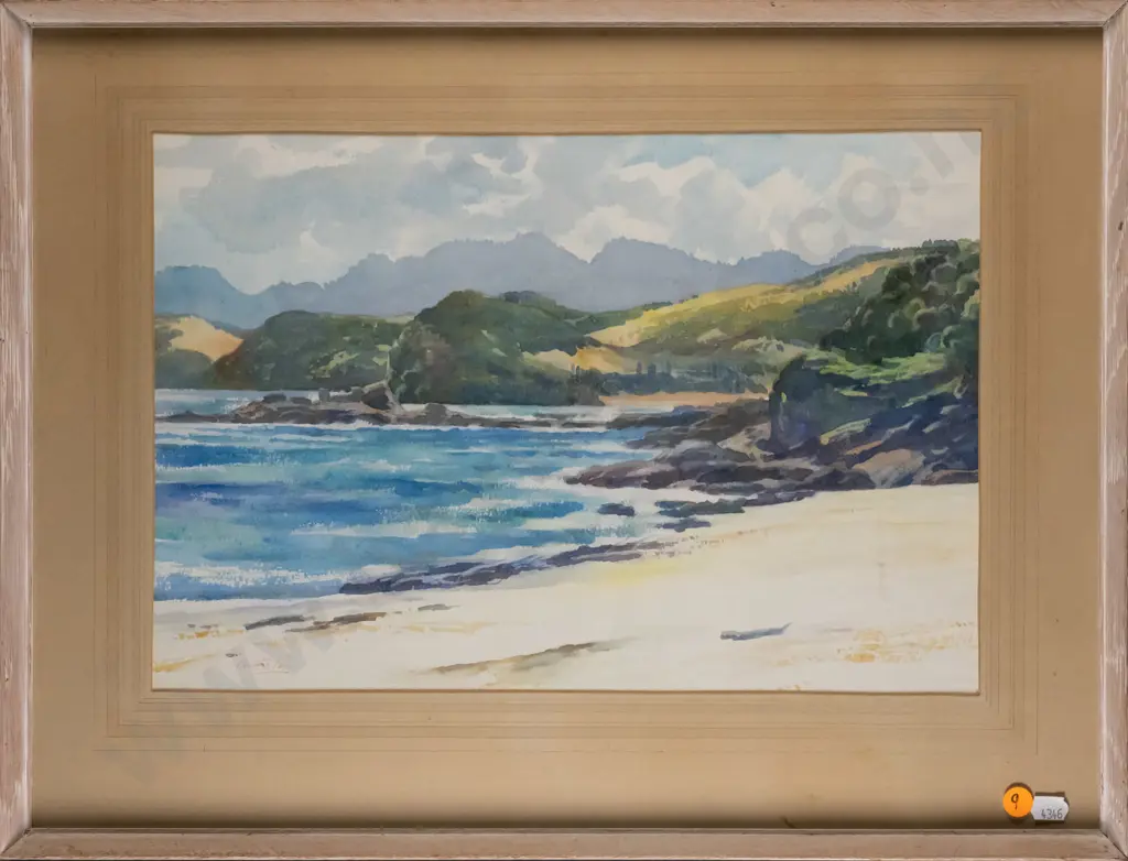 Charlton Edgar - framed watercolour - Cable Bay Landscape, Mangonui H-260 W-380 Image 1++