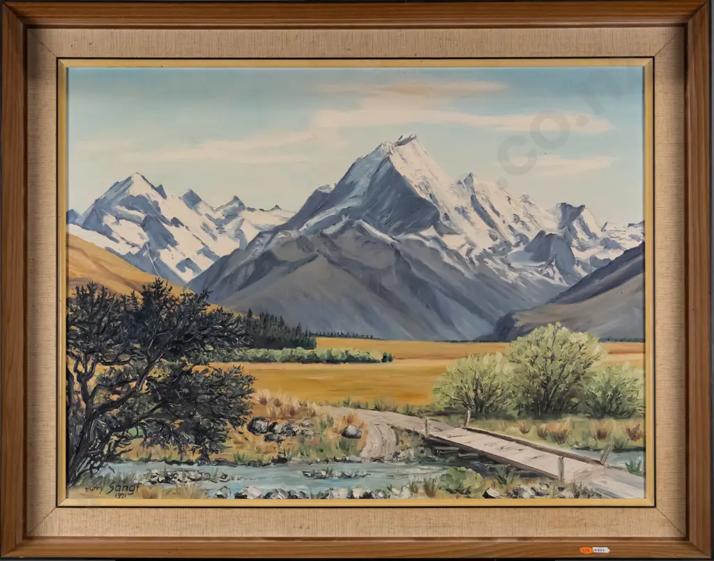 Harry Sangt 1971 - framed oil - Mt Cook H-440 W-590 Image 1++