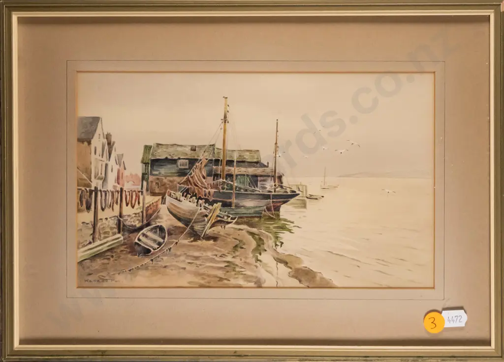 Wallace Poll - framed watercolour - "On the River Exe, at Topsham, England" H-140 W-240 Image 1++
