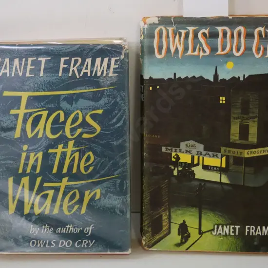 2 Janet Frame novels - 1st edition Faces in the Water & 2nd edition Owls Do Cry, wear to both