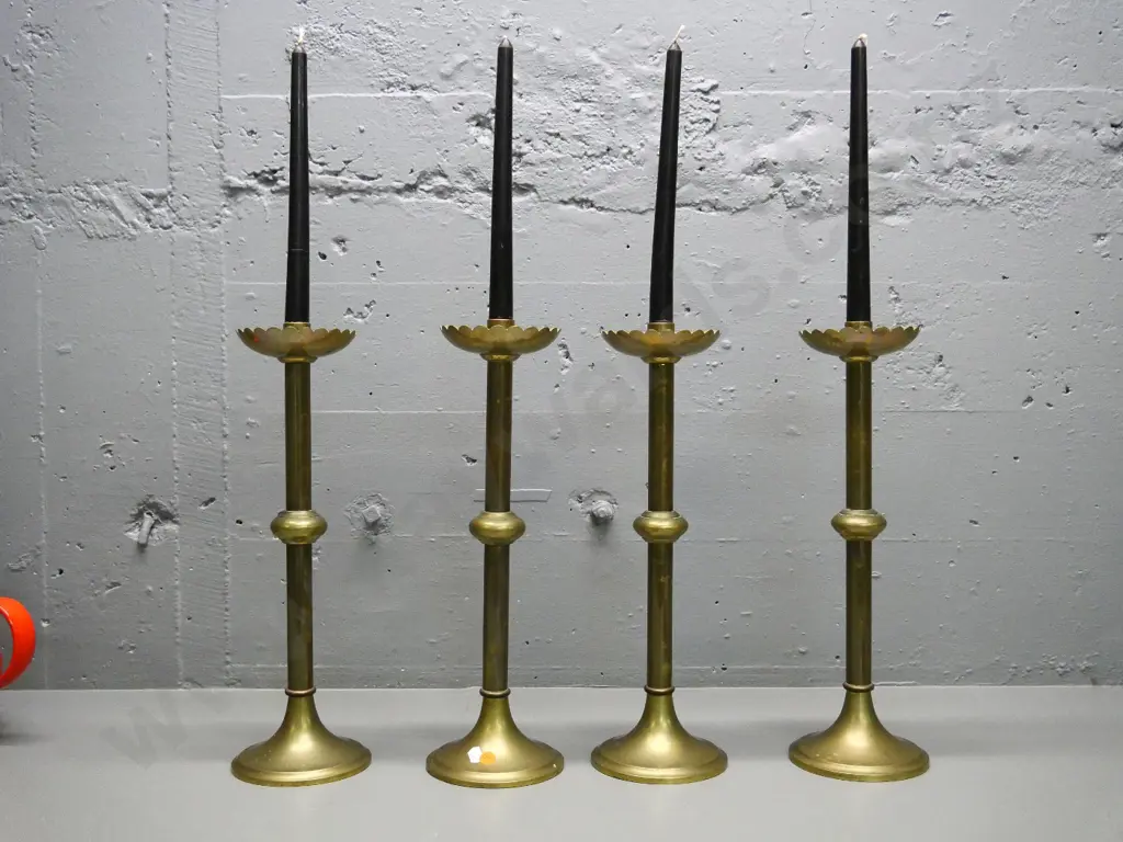 4 large brass ecclesiastical candlesticks H-400 Image 1++