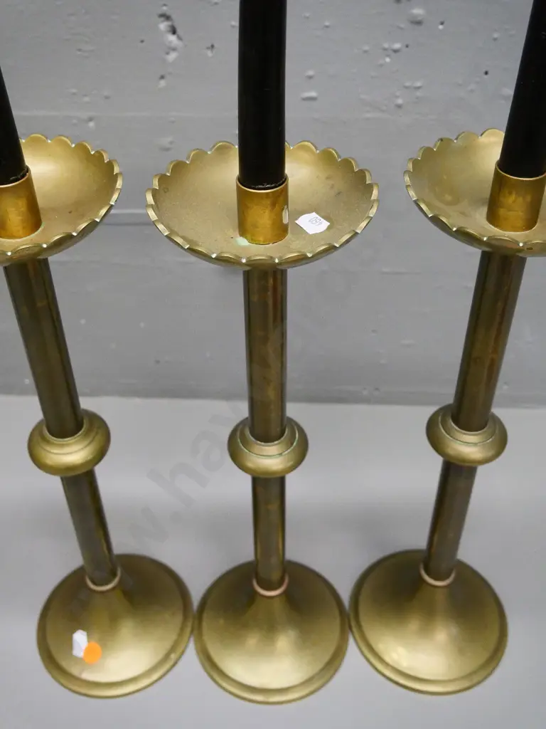 4 large brass ecclesiastical candlesticks H-400 Image 1++