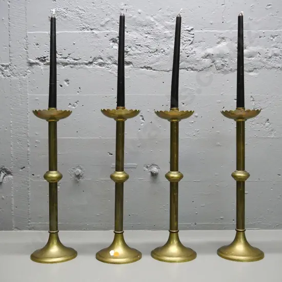4 large brass ecclesiastical candlesticks H-400
