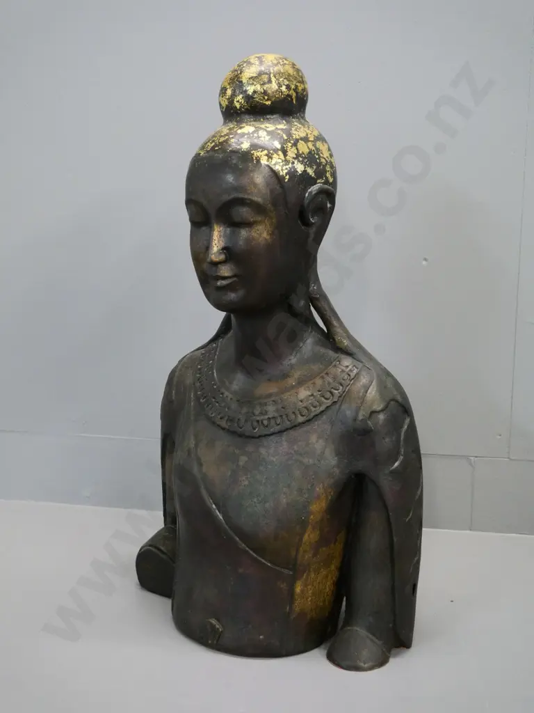 faux wood composite half-torso figure with gilt decoration H-610 W-320 Image 1++
