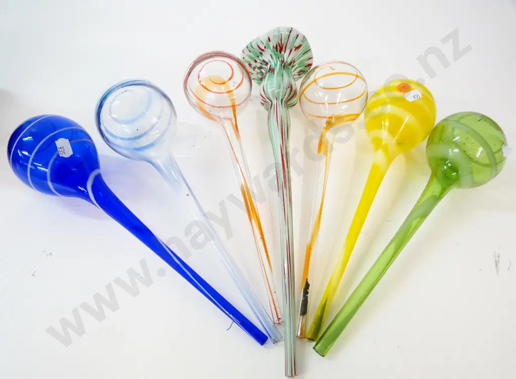 7 hand-blown glass long-stemmed globe ornaments - longest is L-370 Image 1++