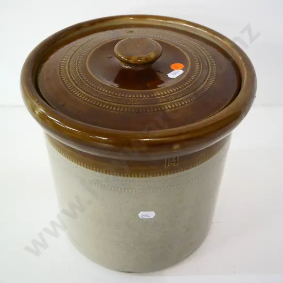 Timaru Pottery Stour Ware lidded crock - stamped size 14. H-270 Diameter 260