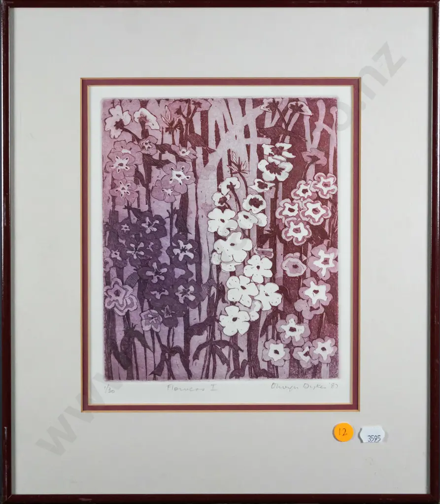 O Dykes '87 - framed ltd edition print 1/30 - "Flowers I" H-200 W-170 Image 1++