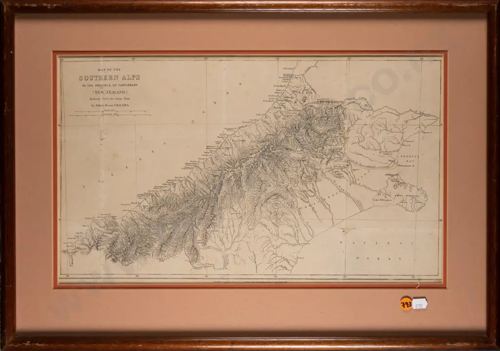 framed reproduction vintage map  - Southern Alps H-250 W-430 Image 1++