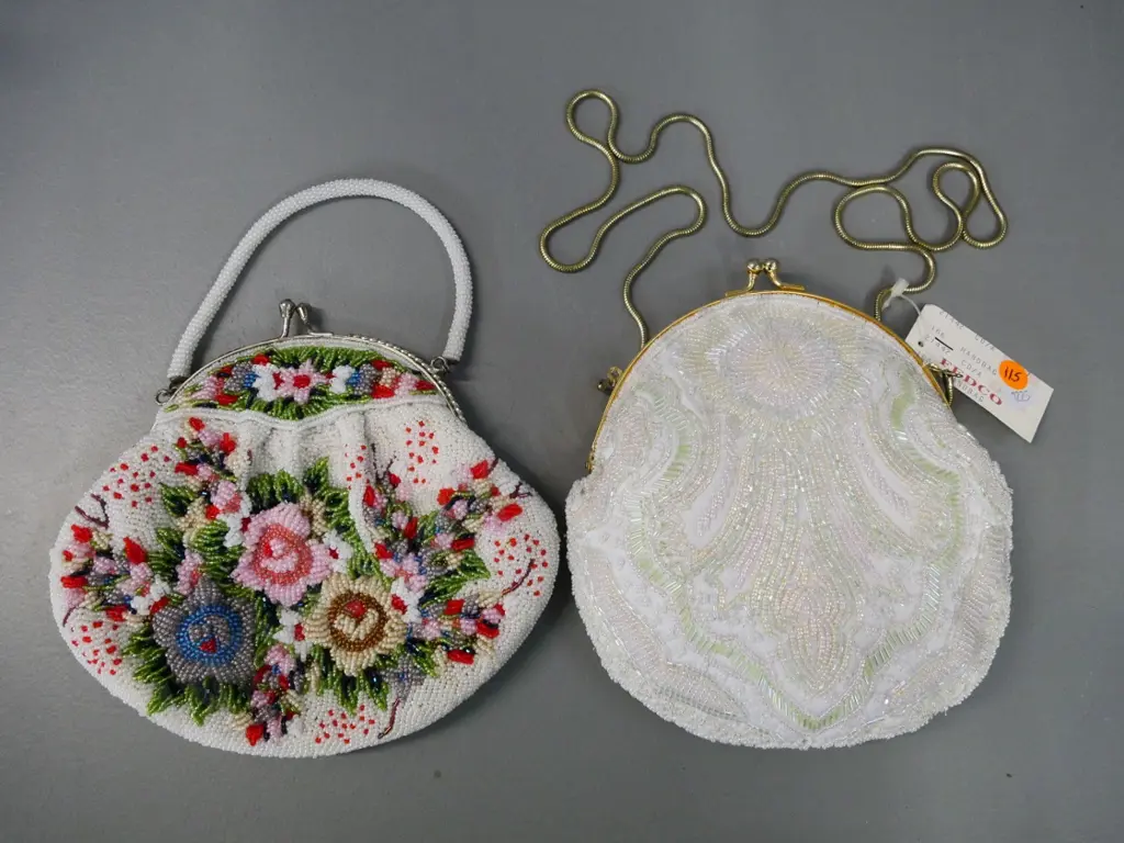 2 heavily beaded evening bags - one marked Fedco Image 1++
