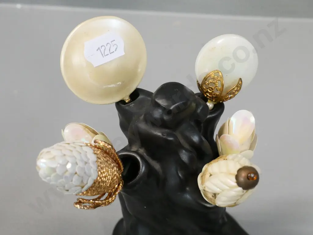 2 vintage hat-pin holders, one marked Wilkinson, and 13 assorted hat pins Image 1++