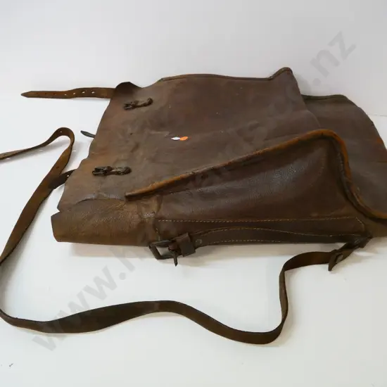 vintage soft leather piano accordion bag with shoulder and closure straps H-480 - some wear and tear