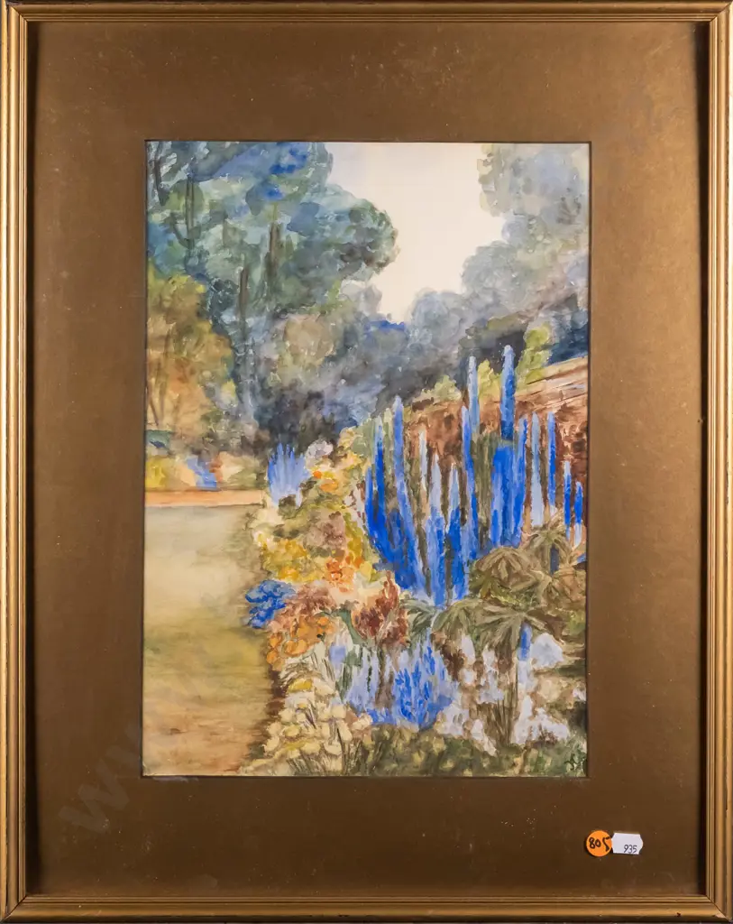 framed watercolour - garden H-340 W-240 Image 1++