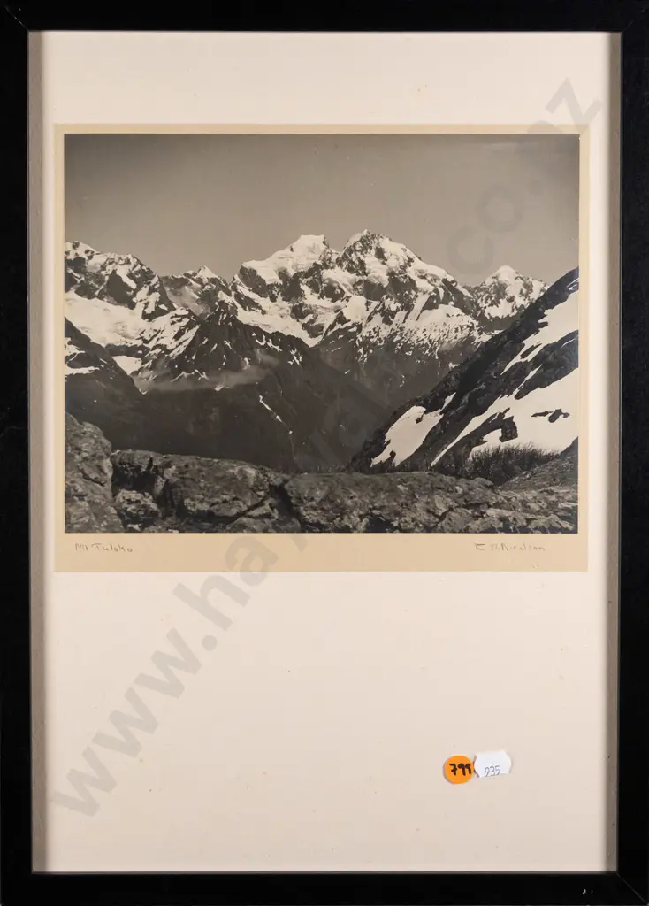 framed CR Nicolson black and white photograph - Mt Tuloko H-190 W-250 Image 1++