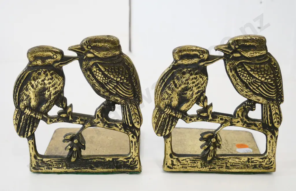 pair of cast brass kookaburra book-ends H-140 Image 1++