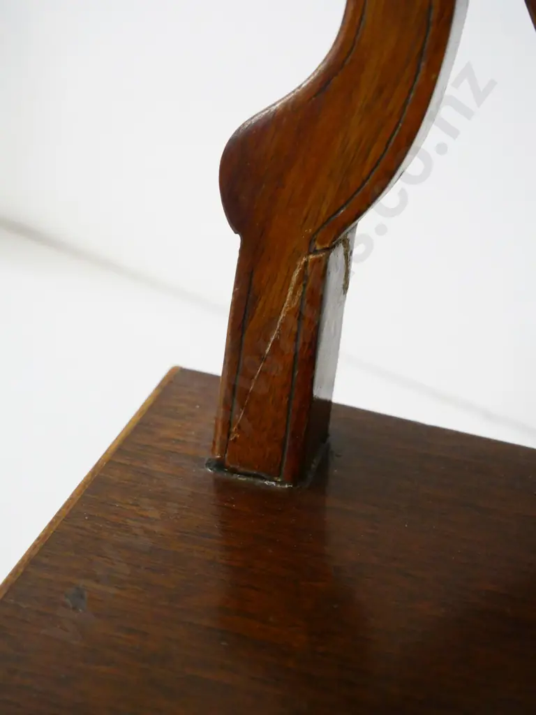 vintage mahogany cheval dressing table mirror with banded detail, drawer & key, mismatched knobs, has repair H470 W330 Image 1++