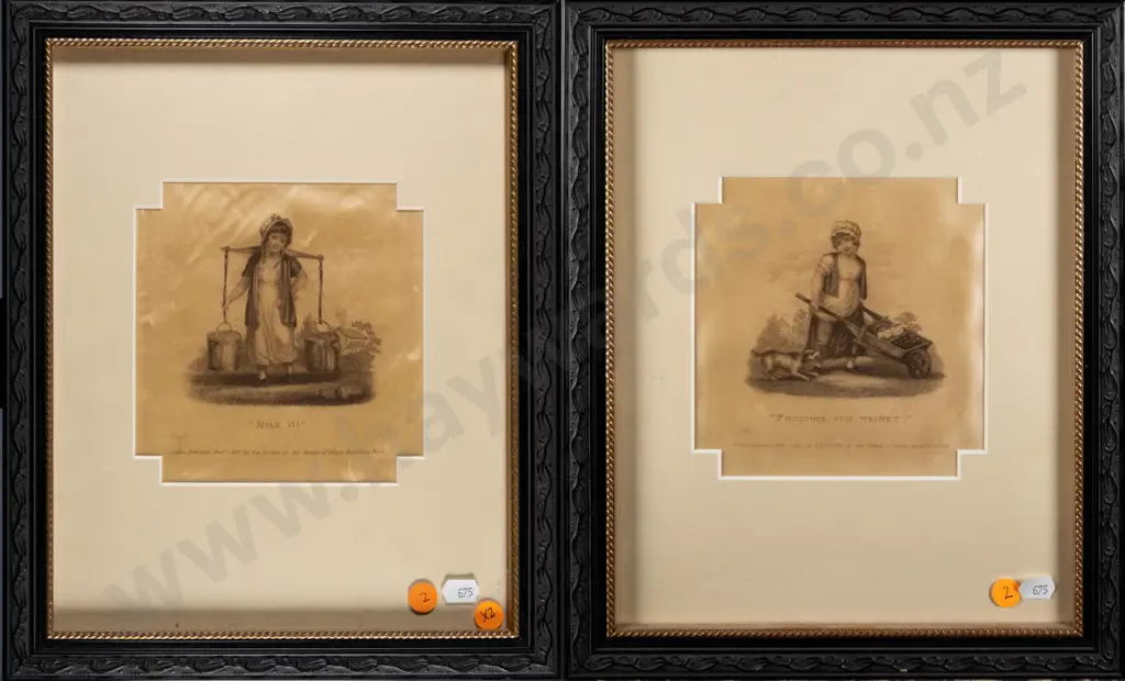 2x framed prints on silk - girl and dog H-140 W-140 Image 1++