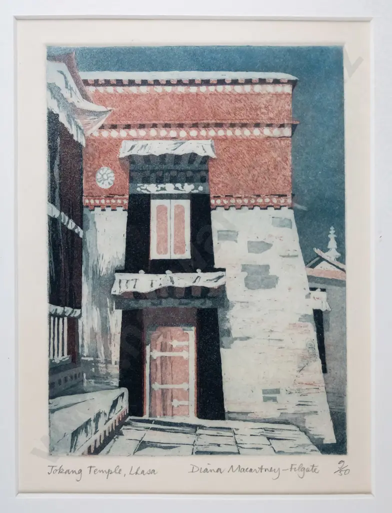 Diana Macartney-Filgate - framed ltd edition print 9/50 - Jokhang Temple, Lhasa H-170 W-120 Image 1++