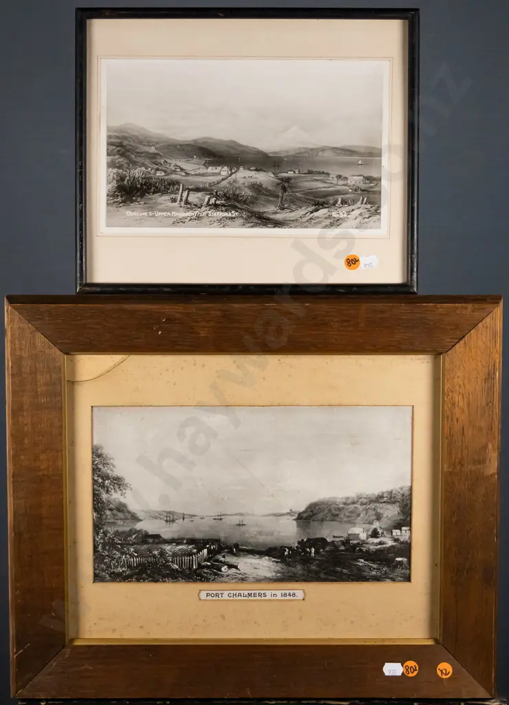 2x framed reproduction black and white photographs - early Dunedin (1 with damage to glass)  Largest H-160 W-290 Image 1++