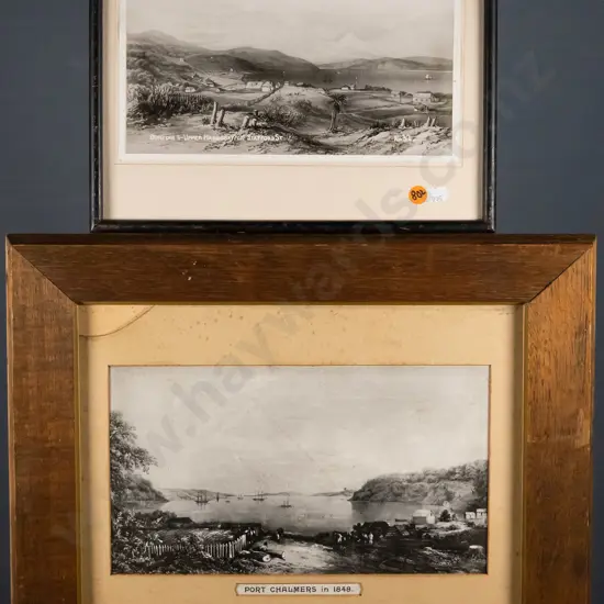 2x framed reproduction black and white photographs - early Dunedin (1 with damage to glass)  Largest H-160 W-290