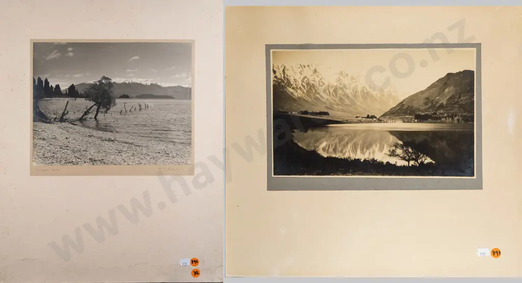 2x mounted black and white photographs (1x CR Nicolson) -lake and mountain scenes Image 1++