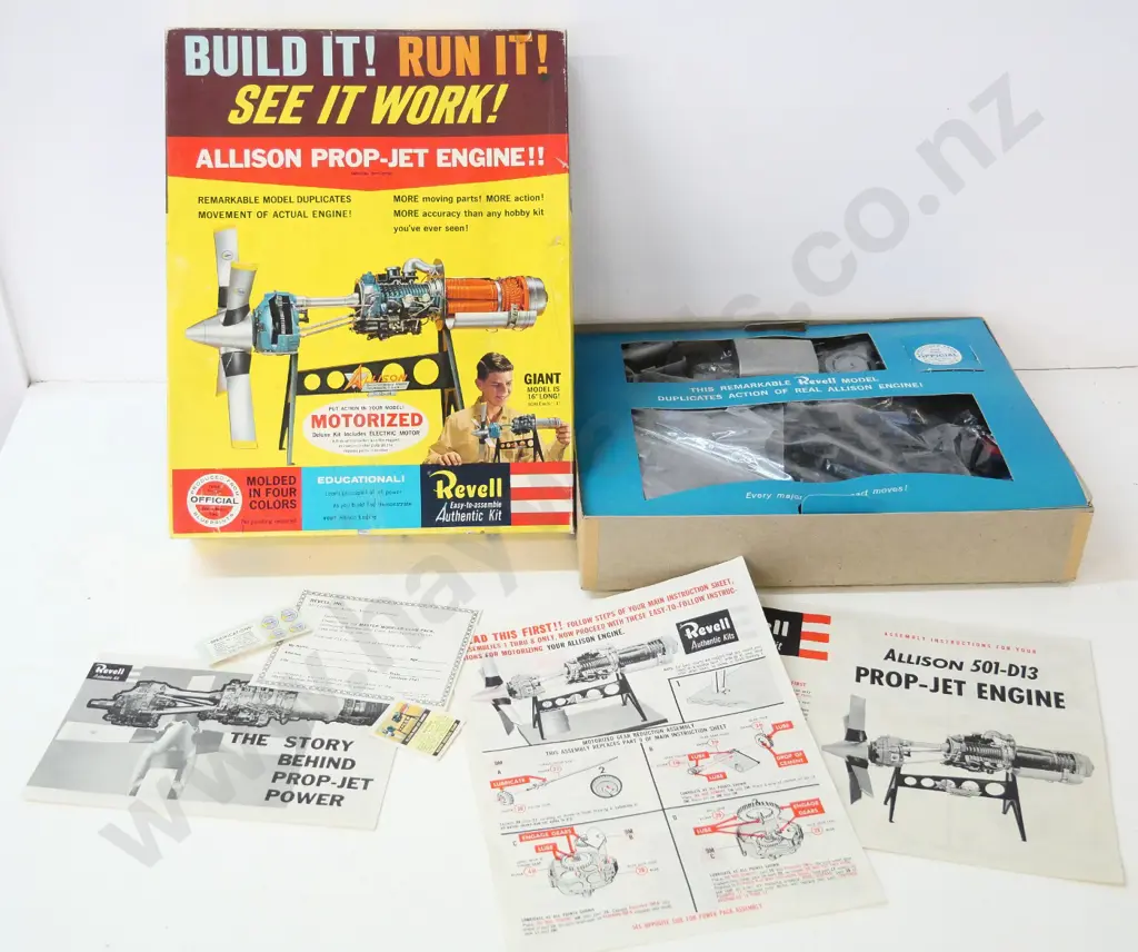 Revell boxed yet-to-be-assembled model Allison 501-D13 Prop-jet engine - includes electric motor Image 1++