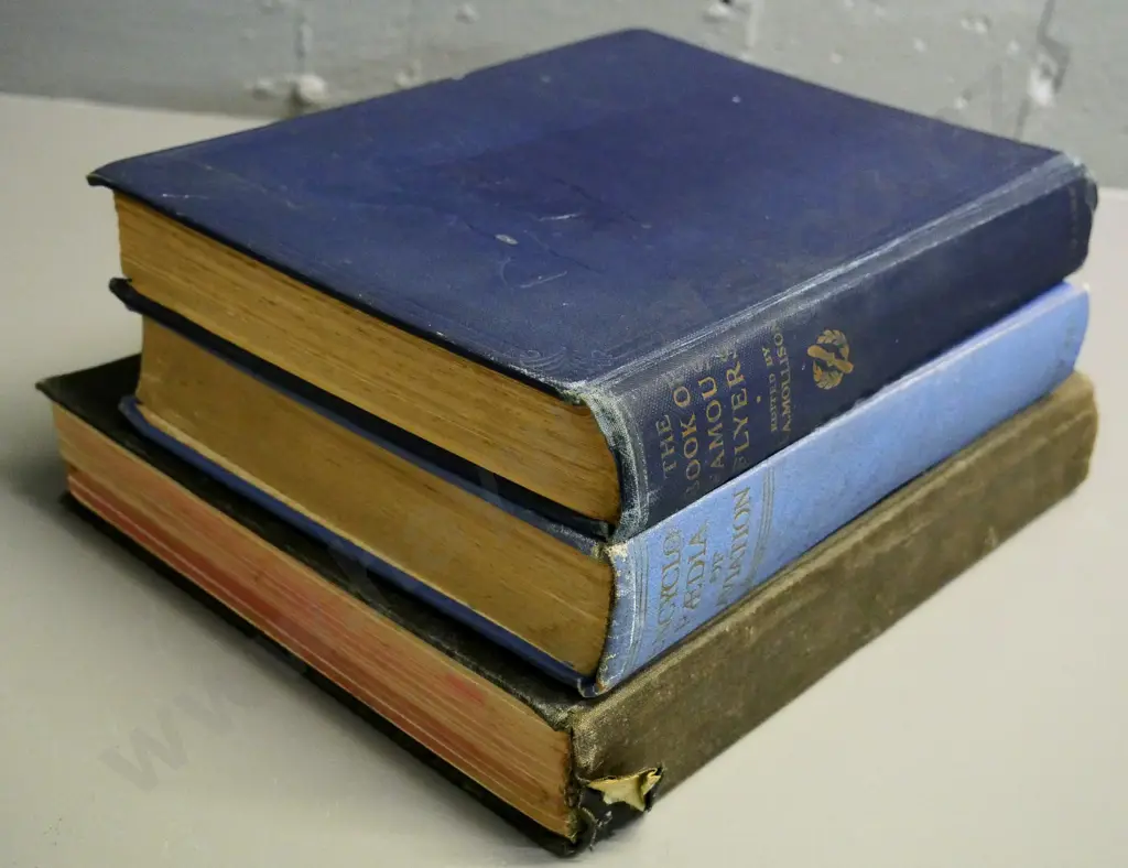 vintage aviation books - bound volume of Popular Flying magazine, Book of Famous Flyers, etc. General wear and staining Image 1++