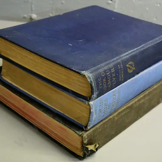 vintage aviation books - bound volume of Popular Flying magazine, Book of Famous Flyers, etc. General wear and staining
