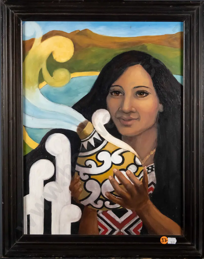 framed acrylic - female portrait H-390 W-290 Image 1++