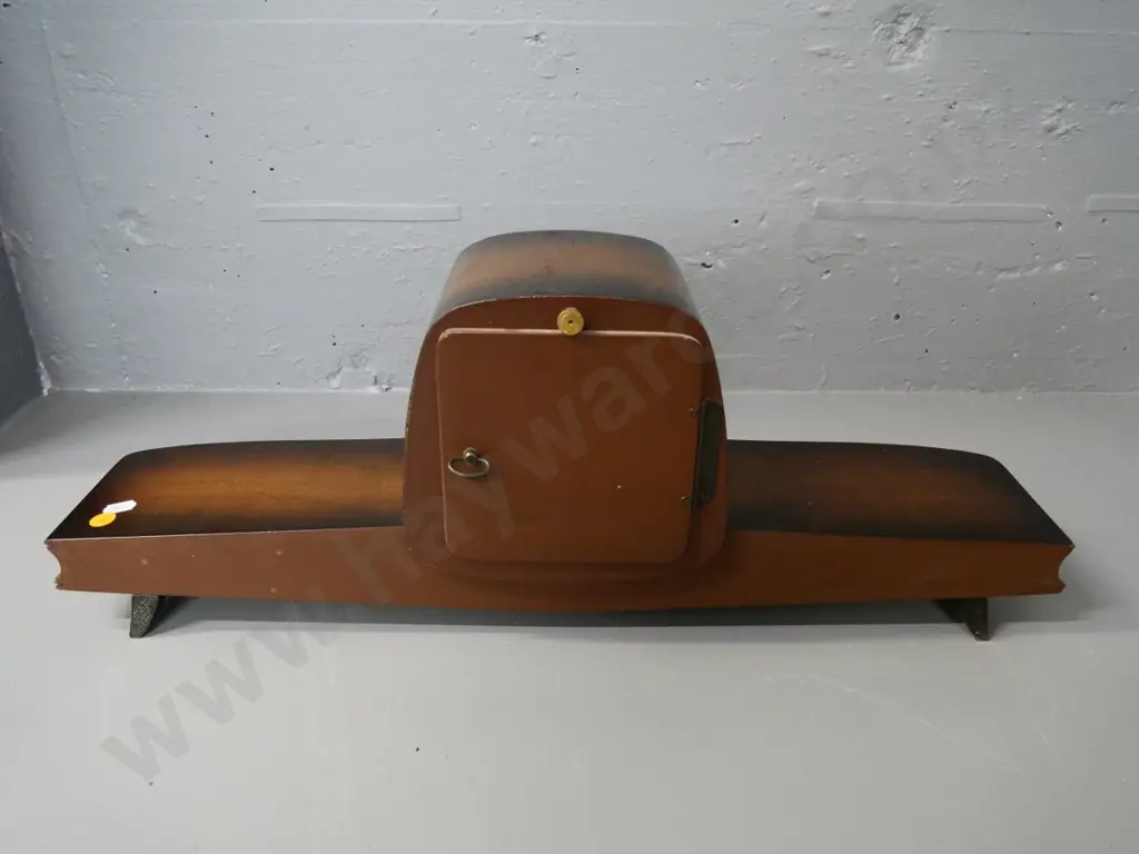 retro mahogany cased Hermle mantel clock - some pitting, no key, mechanism may be over-wound H-210 W-580 Image 1++