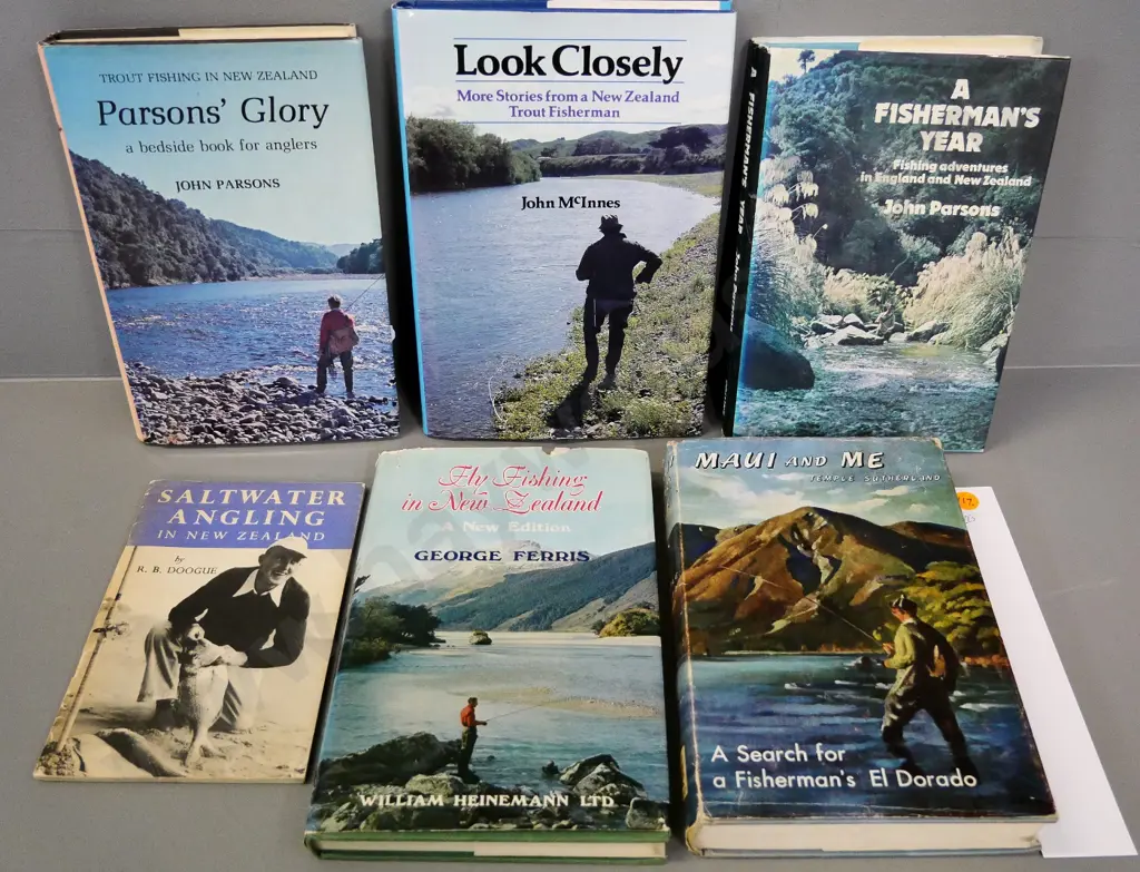 6 New Zealand fishing books - Parsons x 2, McInnis, Sutherland, Ferris, Doogue Image 1++