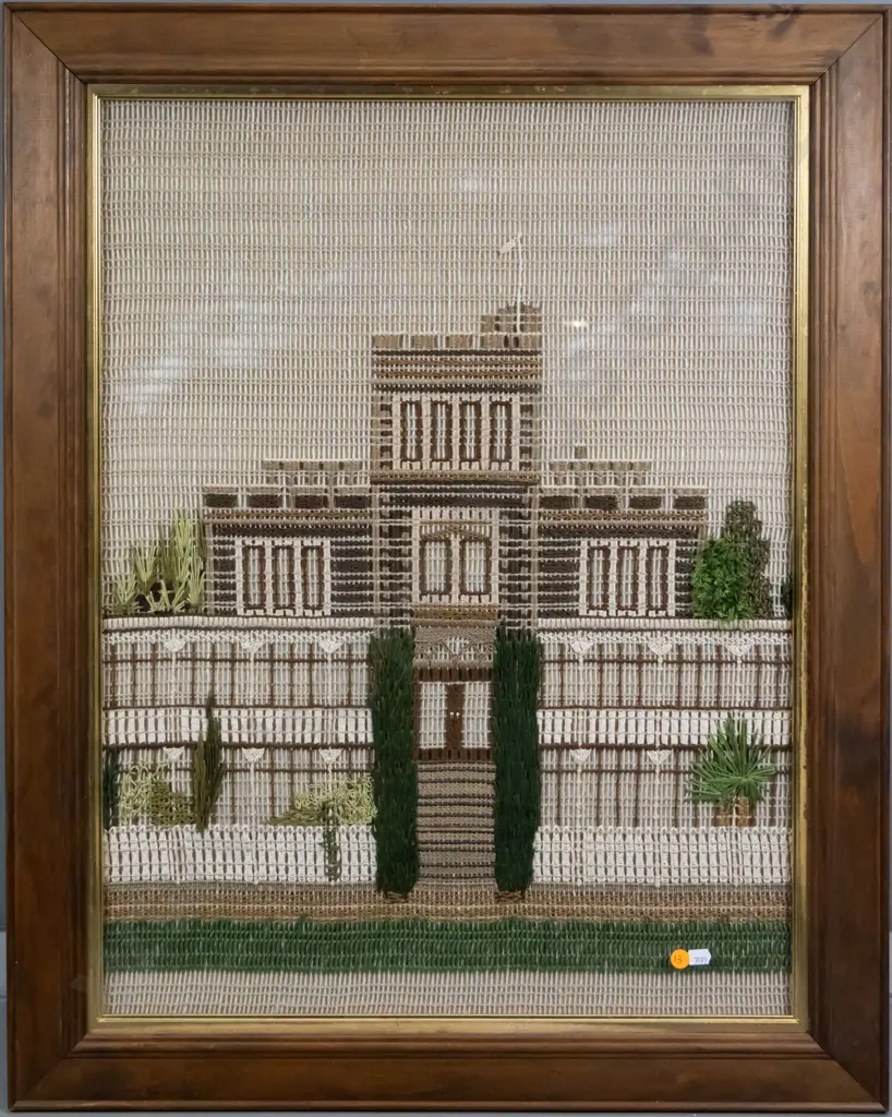 Marjorie Harley - framed needlework - Larnach Castle H-690 W-500 Image 1++