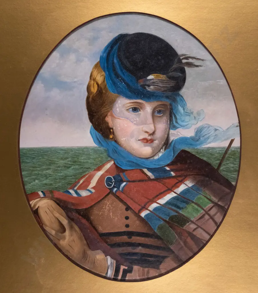 gilt framed oil - female portrait - Flora MacDonald, 18th century Jacobite hero H-300 W-250 Image 1++