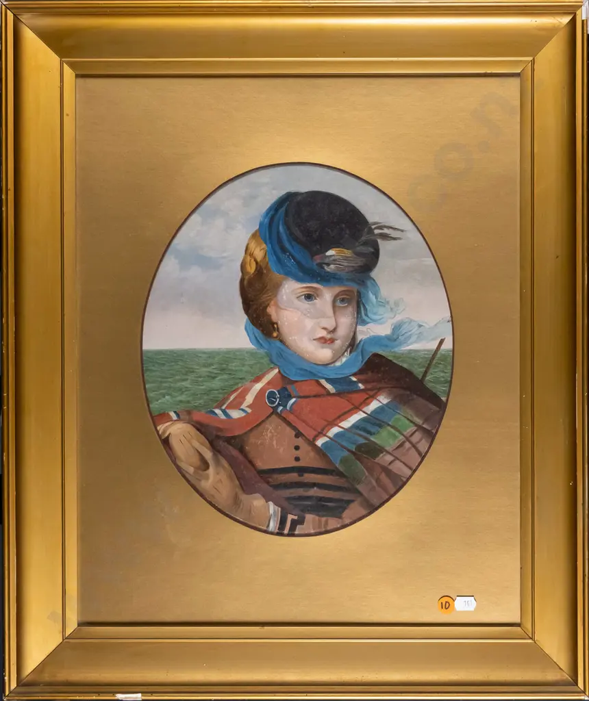 gilt framed oil - female portrait - Flora MacDonald, 18th century Jacobite hero H-300 W-250 Image 1++