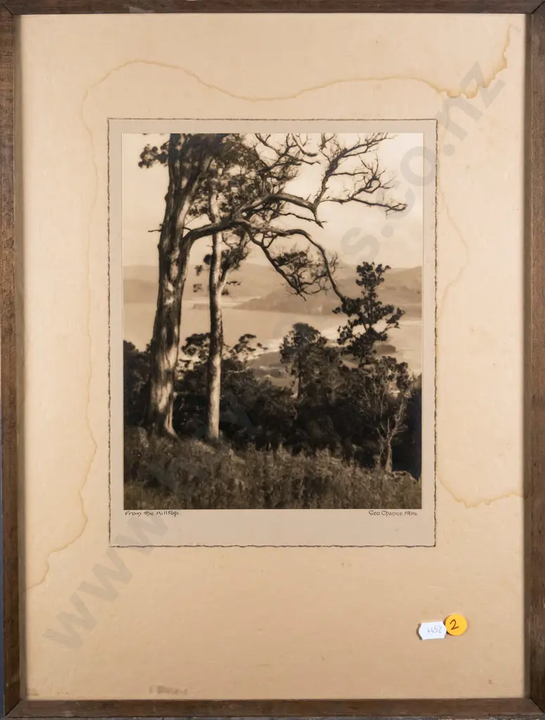framed George Chance black and white photograph - "From the Hilltop" (water staining to mat) H-250 w-190 Image 1++