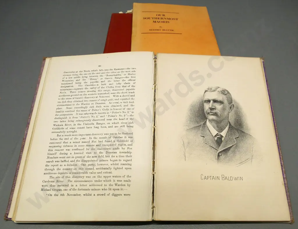 3 New Zealand books - Buick's Moa Hunters, History of Early gold Discoveries, Herries Beattie; all have wear & tear Image 1++