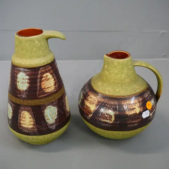 2 German pottery items - jug and carafe H-210