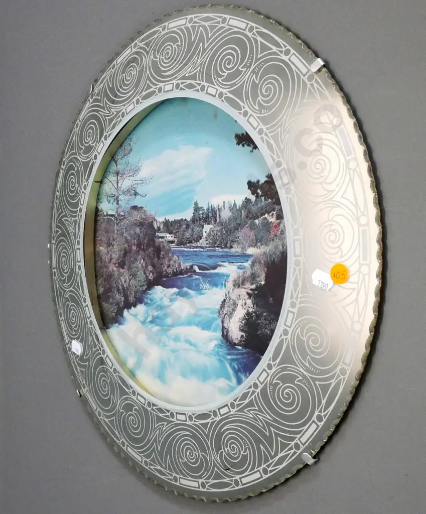 convex mirrored-framed photo print - Huka Falls - diameter 400 Image 1++