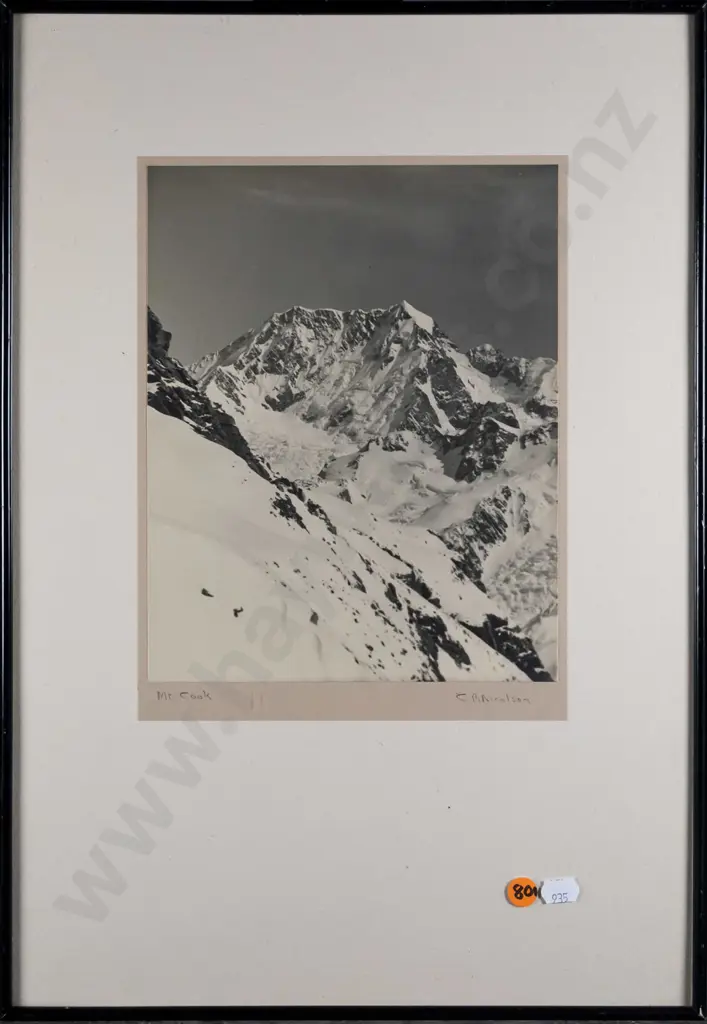CR Nicolson - framed black and white photograph - Mt Cook H-240 W-190 Image 1++