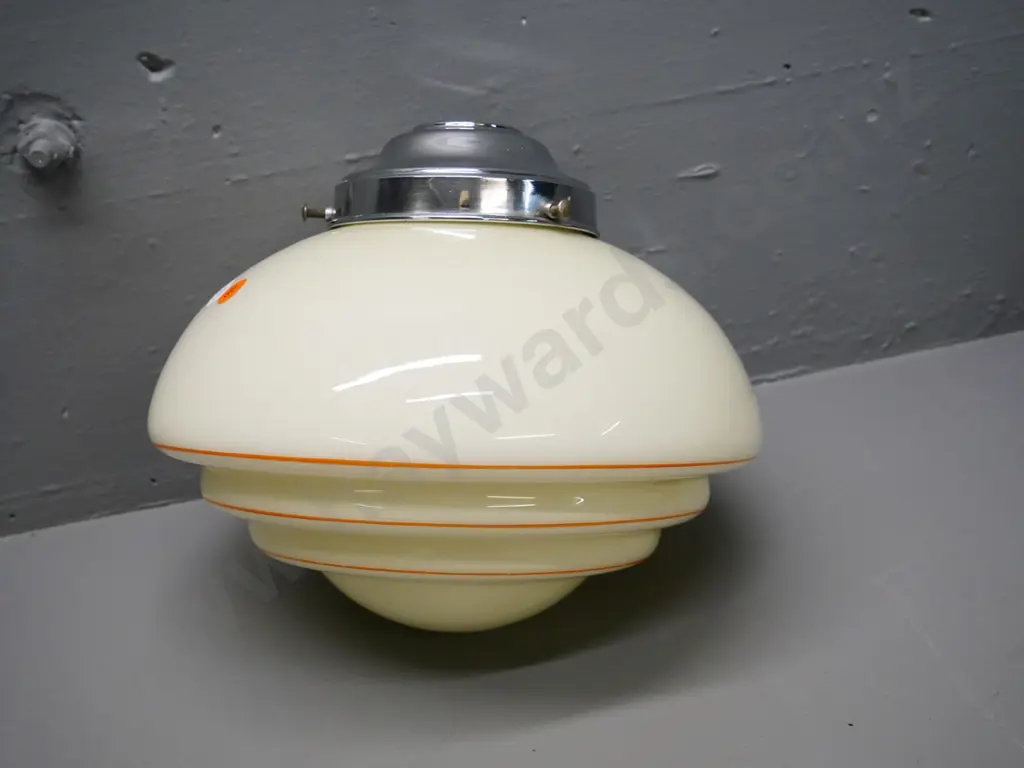 deco stepped cream glass orange striped light shade with chrome journal - diameter 290 Image 1++