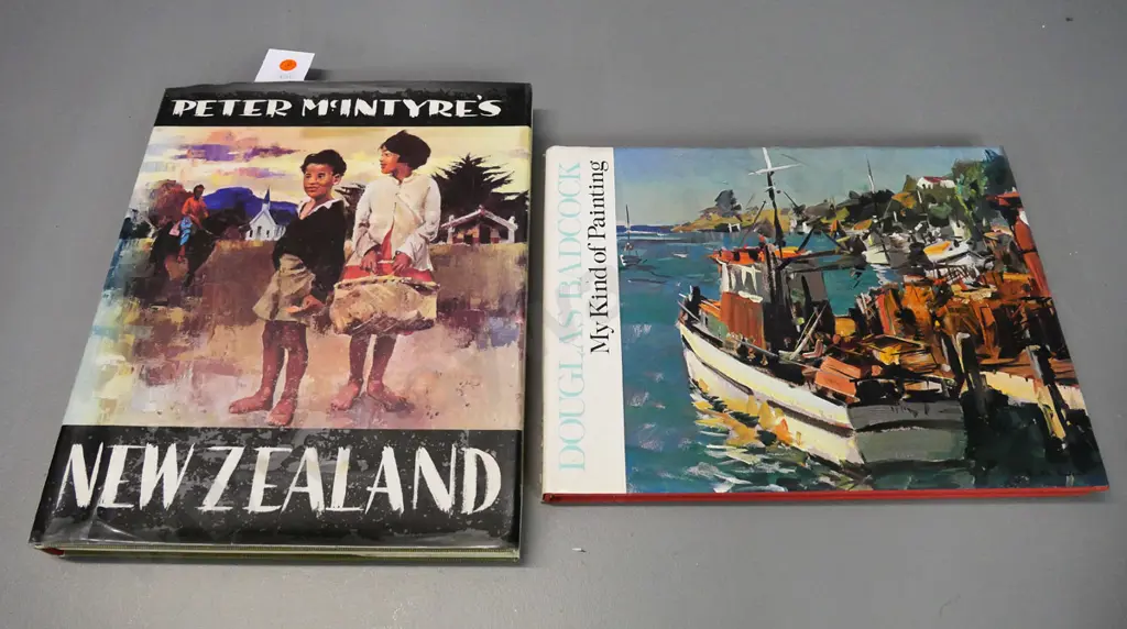 2 New Zealand Art books - Peter McIntyre's New Zealand & Douglas Badcock - My Kind of Painting, wear to dust jackets Image 1++