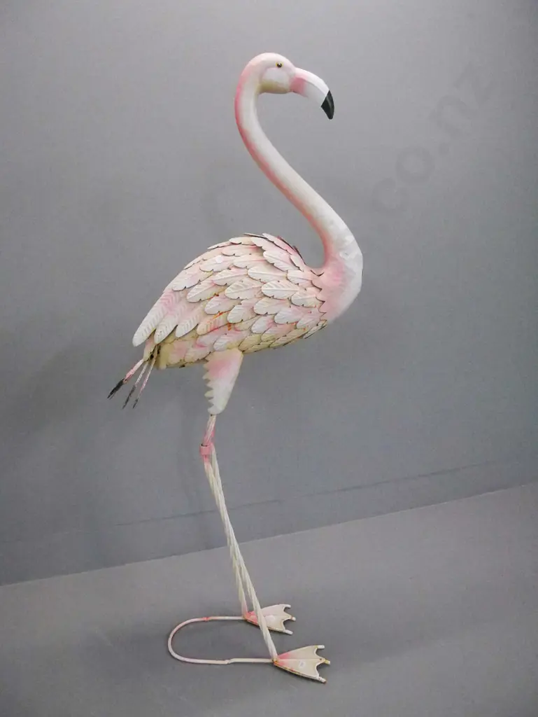 garden ornament - tin pink flamingo H-1080 Image 1++