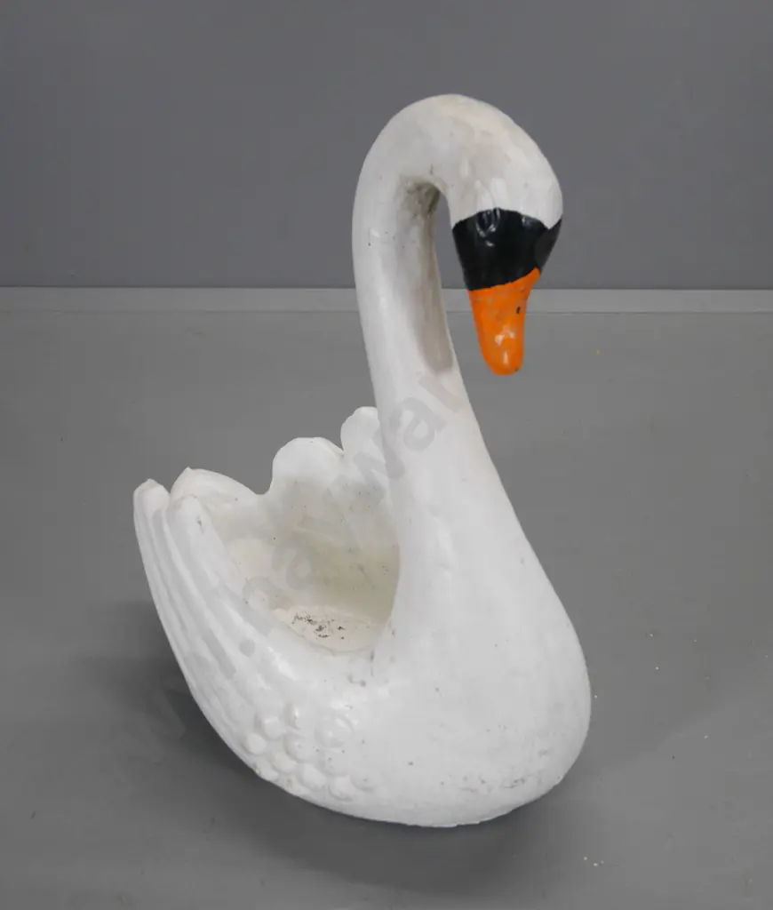 painted concrete swan garden planter H510 L490 W290 Image 1++